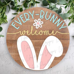 Accroche-porte de bienvenue de Pâques, signe du porche de Pâques SVG, signe de lapin de Pâques, svg oreille de lapin, décoration de Pâques à la ferme, svg Glowforge, fichier découpé au laser