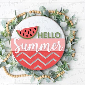 Hello Summer Watermelon Sign, Summer Door Decor SVG, Watermelon SVG ...