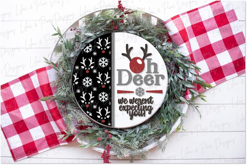 Christmas Sign SVG, Oh Deer Door Hanger SVG, Reindeer Welcome Sign ...