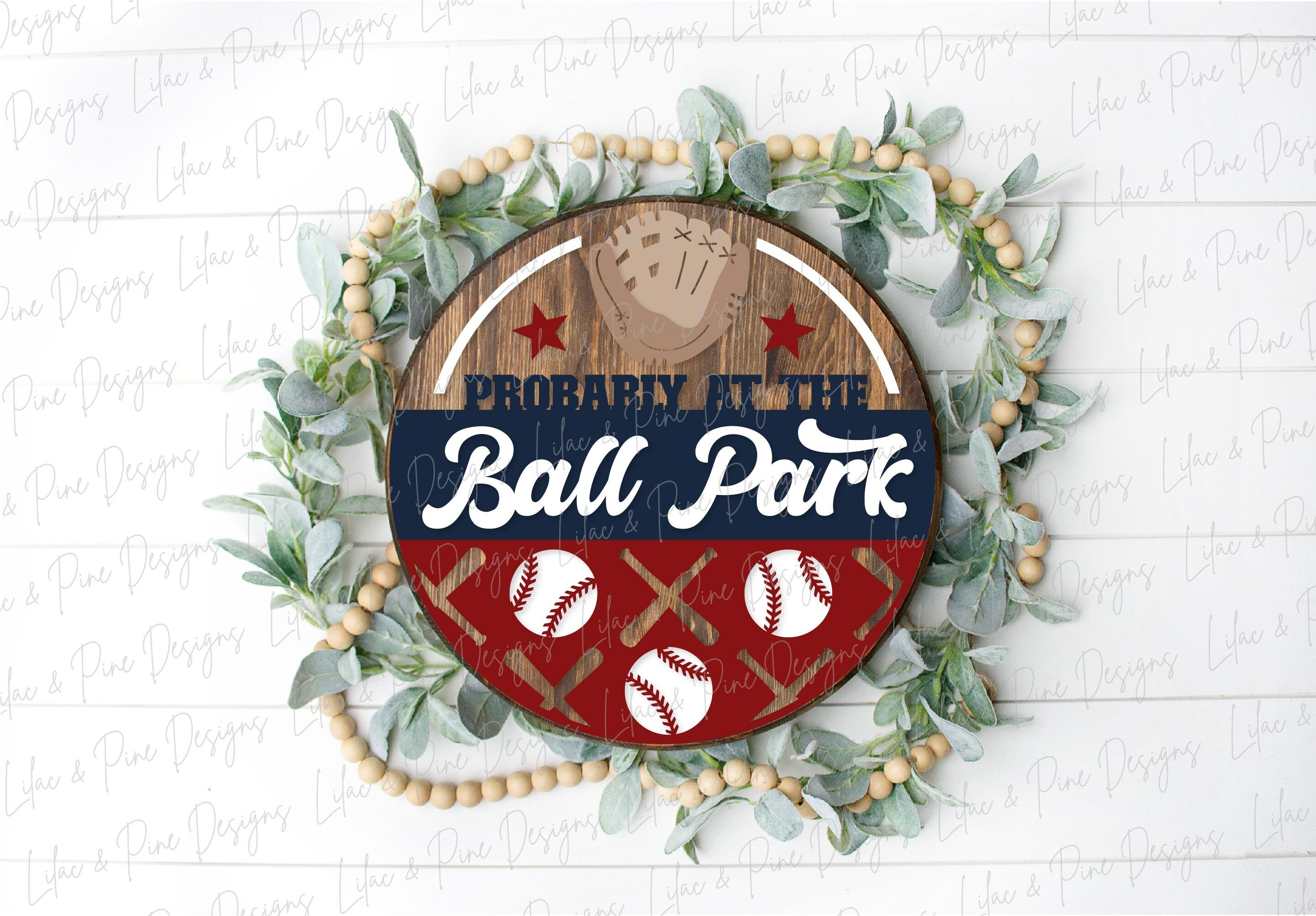 At the Ball Park Welcome Sign SVG | Baseball Round Door Hanger | Laser ...
