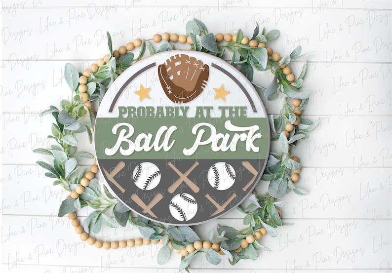At the Ball Park Welcome Sign SVG | Baseball Round Door Hanger | Laser ...