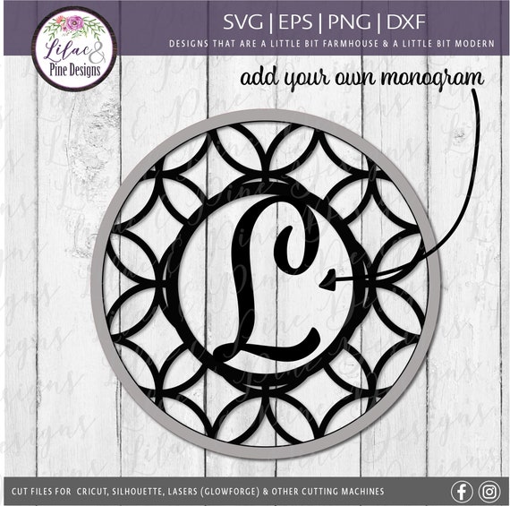 Download Monogram Sign Svg Patterned Door Sign Svg Door Hanger Svg Etsy