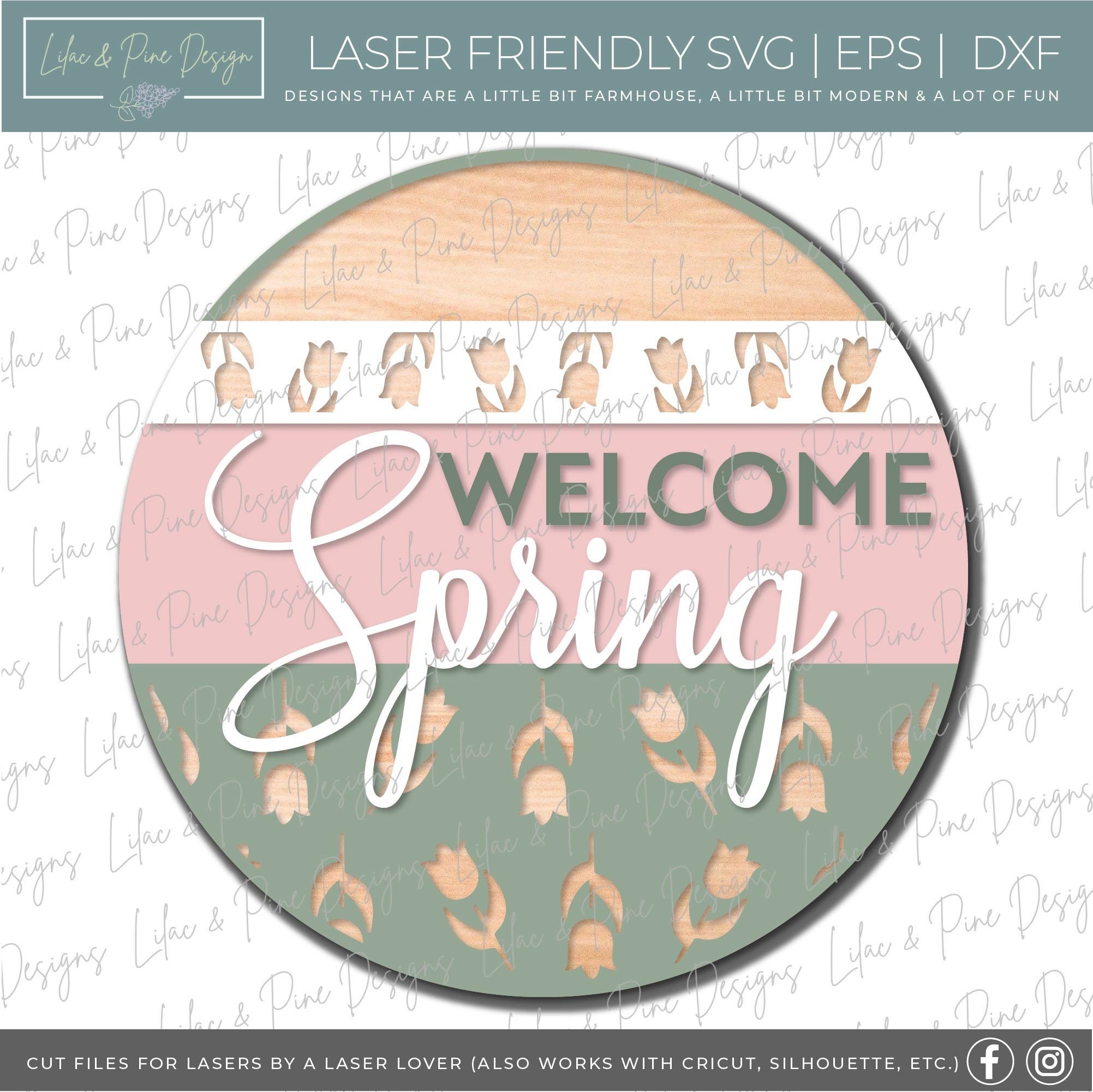 Spring Welcome Door Hanger, Welcome Spring Sign SVG, Tulip Svg, Tulip ...