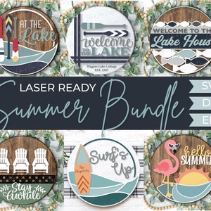 Summer SVG bundle, welcome sign SVG, porch sign SVG, summer door hanger svg, lake life svg, hello summer svg, laser cut file, Glowforge Svg