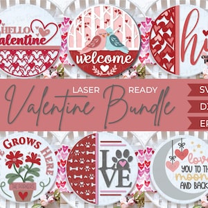 Valentine Door Hanger bundle SVG, Valentine sign SVG, Valentine Welcome Sign, hello valentine SVG, love svg, Glowforge Svg, laser cut file