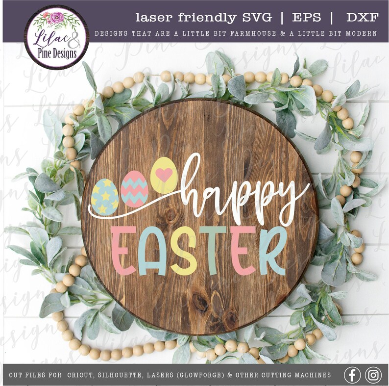 Happy Easter egg SVG, Easter Sign SVG, Easter egg svg, spring SVG, Easter Sign, farmhouse decor, Cricut svg, Glowforge Svg, laser cut file image 1