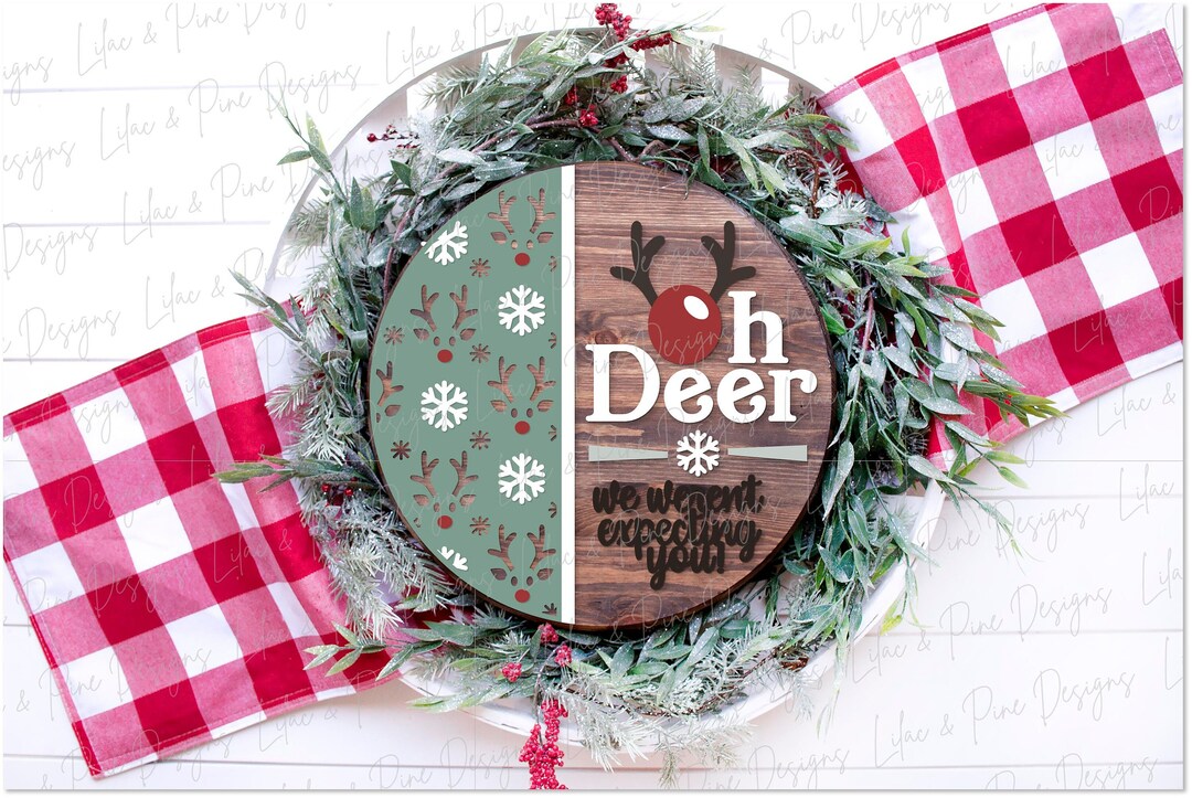 Christmas Sign SVG, Oh Deer Door Hanger SVG, Reindeer Welcome Sign ...