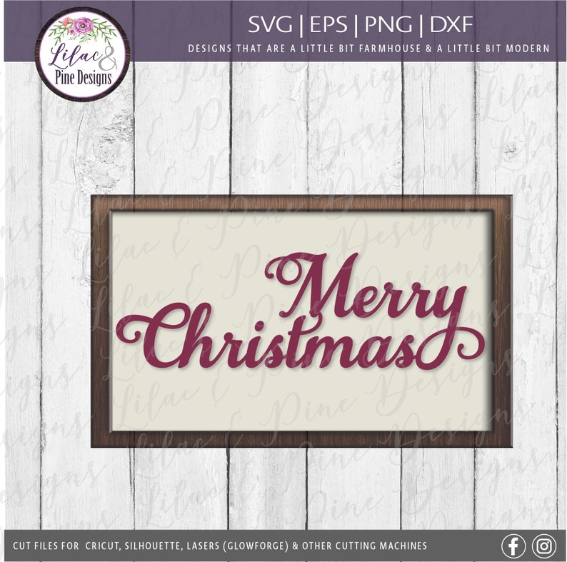 May include: A brown wooden frame with a white background and the text "Merry Christmas" in a burgundy cursive font.