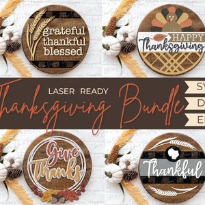 Thanksgiving welcome sign bundle, Thanksgiving door hanger SVG, Turkey sign SVG, Happy Thanksgiving svg, Glowforge SVG, laser cut file