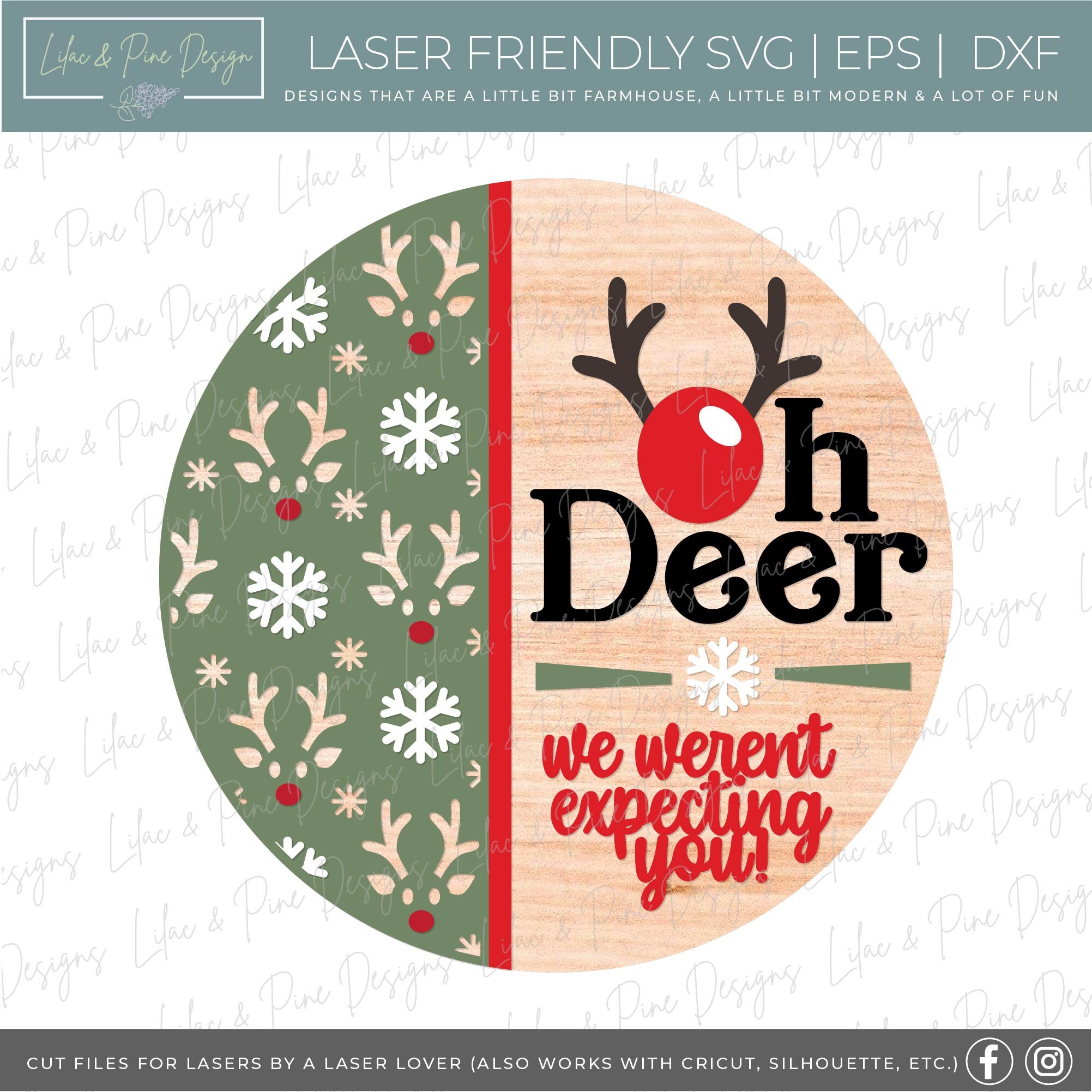 Christmas Sign SVG, Oh Deer Door Hanger SVG, Reindeer Welcome Sign ...