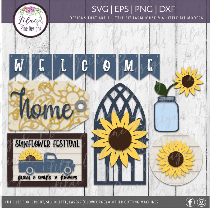 Download Sunflower SVG bundle Sunflower Tier Tray Bundle SVG | Etsy