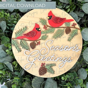 Kardinal Willkommensschild, Winter Willkommensschild SVG, Jahreszeiten Grüße SVG, Weihnachtstürhänger, Winter Dekor, Glowforge SVG, Laserschnittdatei