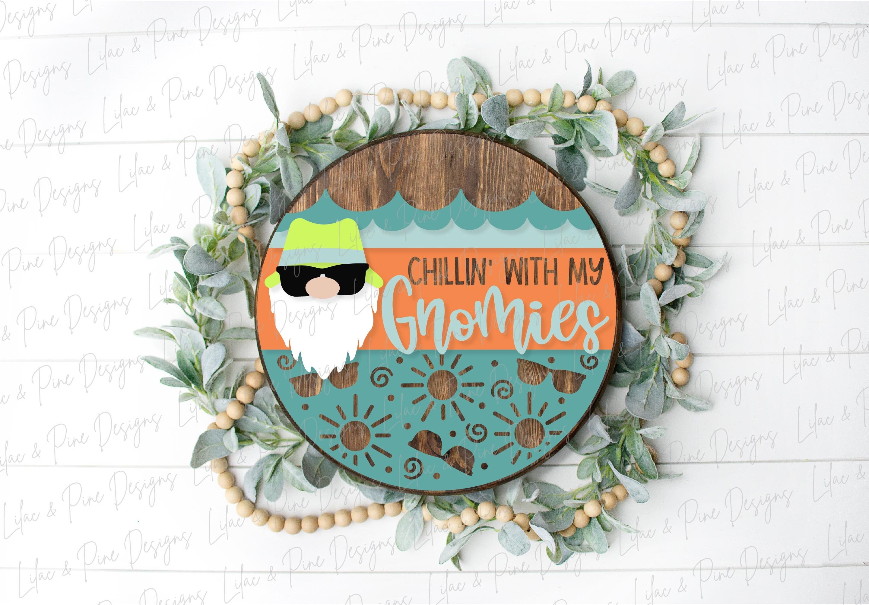 Zomerkabouter welkom teken svg, kabouter deurhanger SVG, zomer veranda teken SVG, zomer rond houten teken, Glowforge SVG, lasergesneden bestand