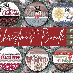 Christmas door hanger bundle, Christmas sign bundle SVG, Christmas laser file, Christmas welcome, snowman SVG, Glowforge Svg, laser cut file