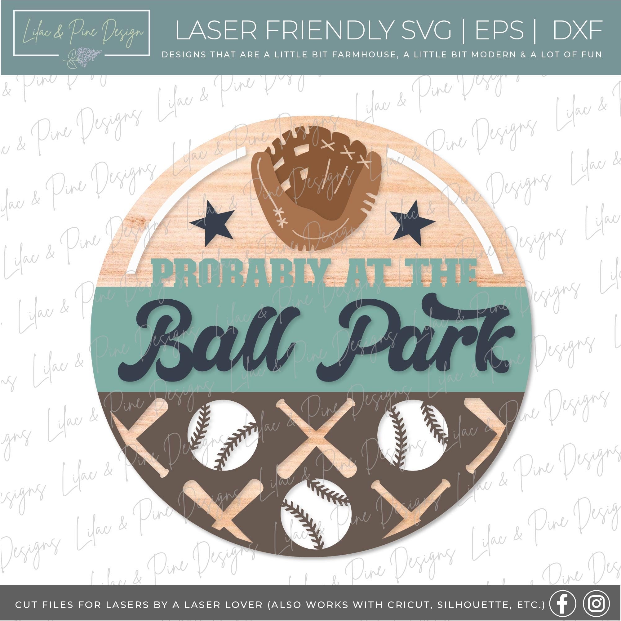 At the Ball Park Welcome Sign SVG | Baseball Round Door Hanger | Laser ...