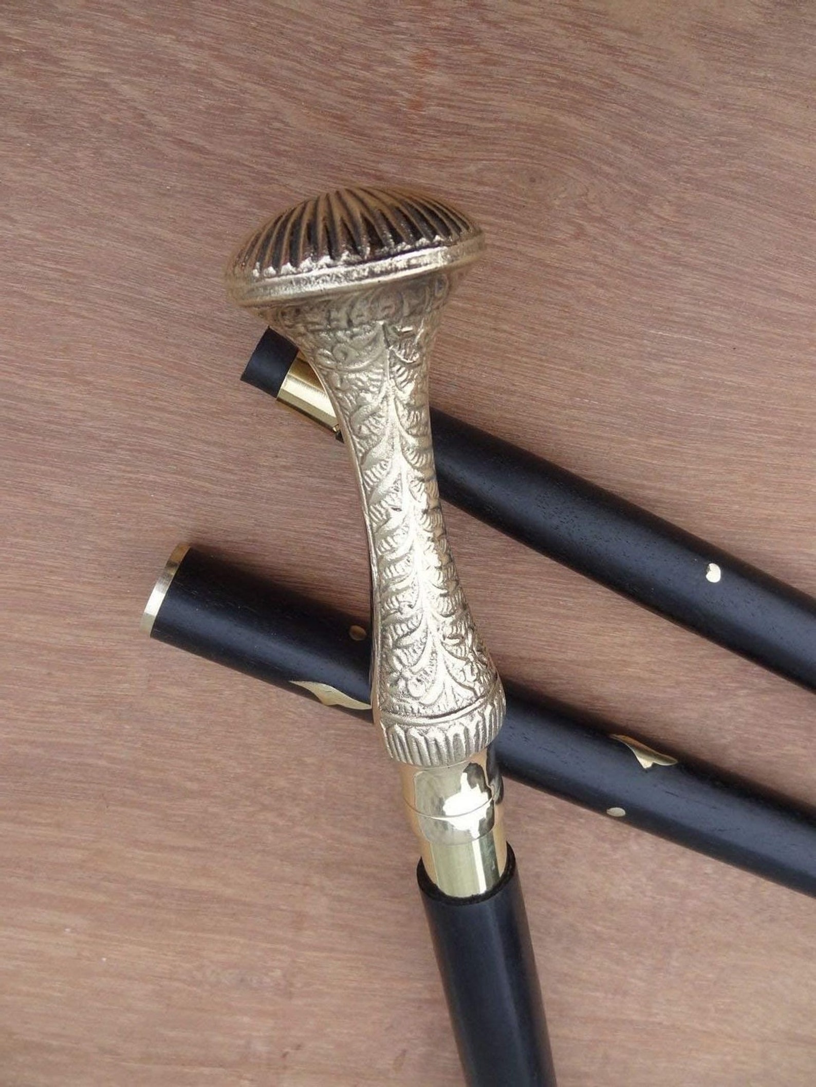 Victorian Solid Brass Handle Designer Canes Antique Wooden Etsy