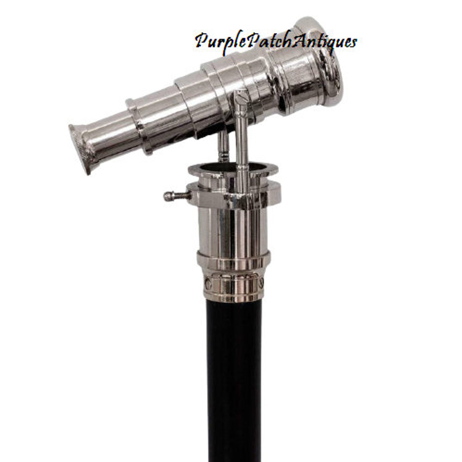 Nautical Brass Telescope Handle Silver Finish Brass Walking Etsy