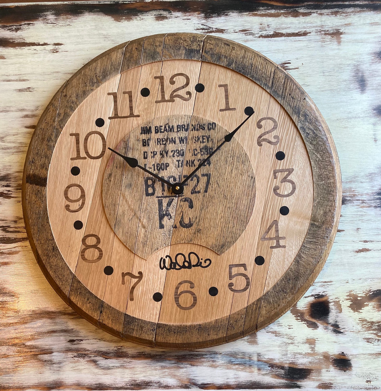 Bourbon barrel clock gifts for him reclaimed bourbon barrel Etsy