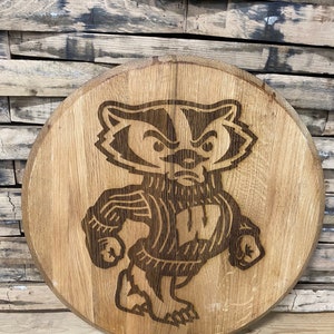 Wisconsin Badgers bourbon barrel heads