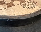 bourbon barrel head chess set made from all real wood with top ring of barrel