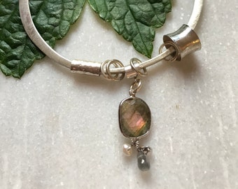 Sterling Silver Labradorite Gemstone Bangle