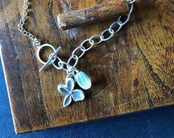 Sterling Silver Dogwood Flower Charm Pendant Necklace