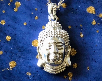 Collar colgante de Buda de plata de ley