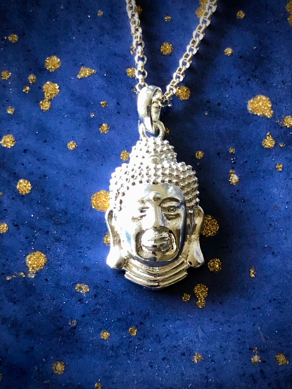 Sterling Silver Buddha Pendant Necklace Etsy