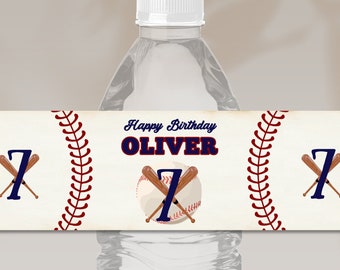 Editable Baseball Birthday Water Bottle Label Rookie Year Baseball Boy Sports Ball Birthday Baseball Water Bottle Label Instant Download