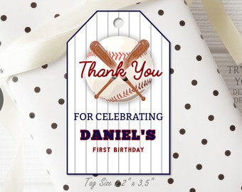 Bewerkbare bedankje voor honkballabel Honkbal kleine rookie ronde label sportfeestlabels Honkbaljongen Verjaardagsfeestje gunstlabel