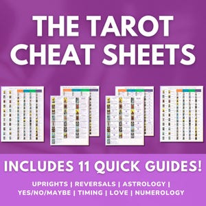 Hojas de trucos para el tarot: significados, guía rápida para la lectura del tarot, hoja de trucos para aprender tarot rápidamente con guía de tarot imprimible en PDF.