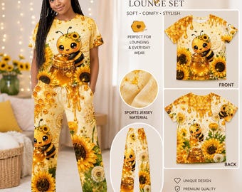 Honeybee Loungewear | Sunflower Bee Pajama Set | Youth Tank Top Lounge Pants | Boutique Sleepwear