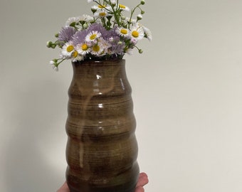 tall ceramic vase/handmade vase/brown vase/large vase/flower vase/