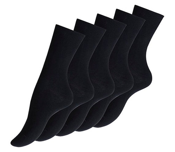 5 or 10 Pairs Women 100% Cotton Socks. Plain Black Thin - Etsy