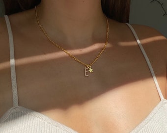 Initial Necklace with Star Charm