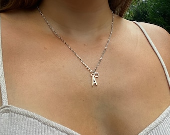 Initial Necklace with Heart Charm