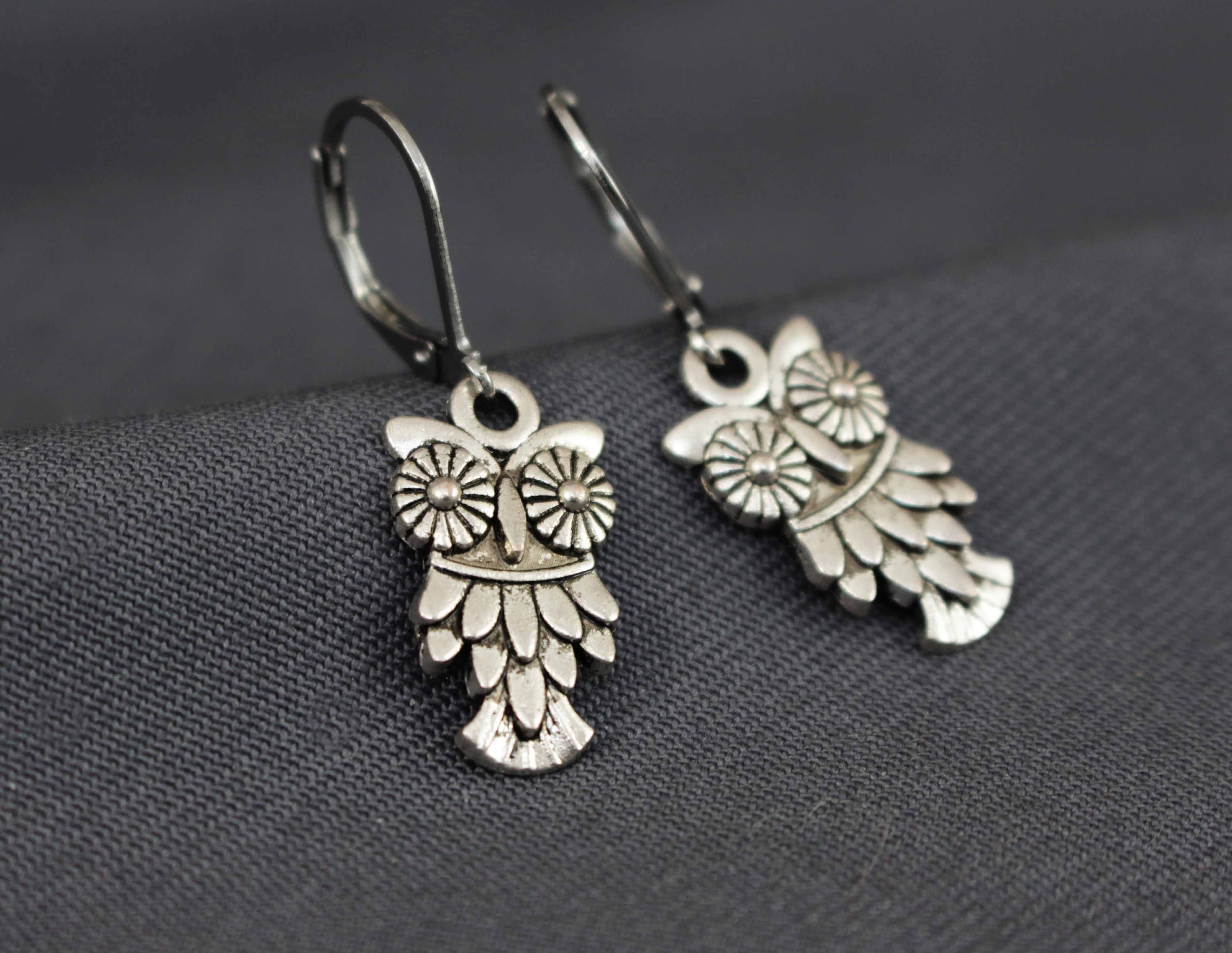 Boucles D'oreilles Femme En Céramique – Chouette Civetta, Fait Main, Style étrusque, Aluminium