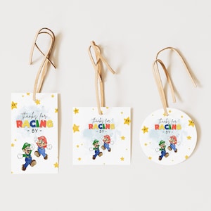 Super Mario Party Favor Danke Geschenkanhänger für Geburtstagsparty, digitaler Download