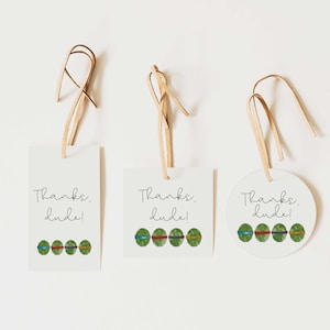 Turtle Party Favor Thank You Gift Tags for birthday party, digital download