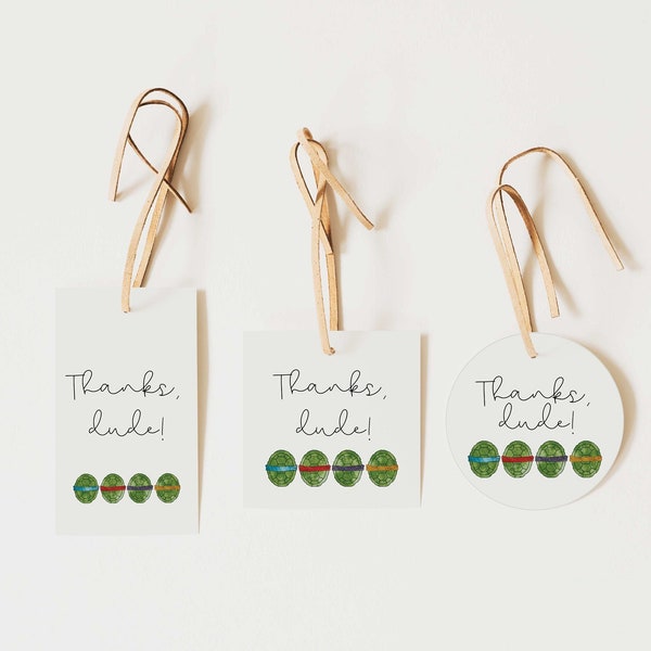 Turtle Party Favor Thank You Gift Tags for birthday party, digital download