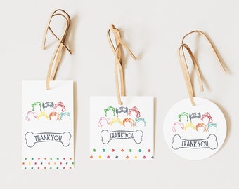 Paw Party Favor Thank You Gift Tags for birthday party, digital download