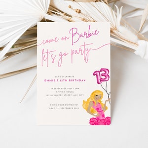Personalized Doll themed birthday party invitation, digital download