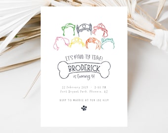 Dog Paw Party birthday party invitation, digital download
