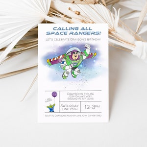 Space Ranger themed birthday party invitation, digital download