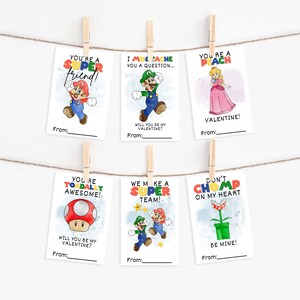 Jeu de cartes de Saint-Valentin Super Mario pour la fête de la Saint-Valentin, téléchargement numérique