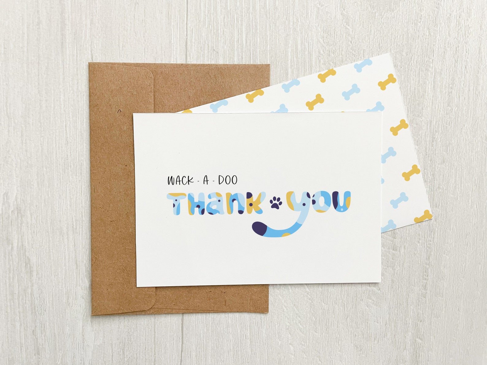Blue Dog Themed Thank You Card Digital Download Etsy