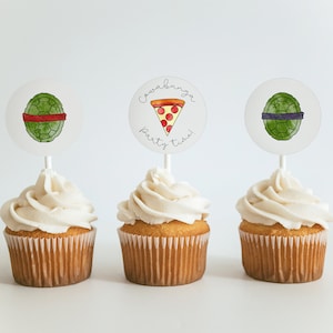 Turtle Themed Cupcake Toppers, digital download