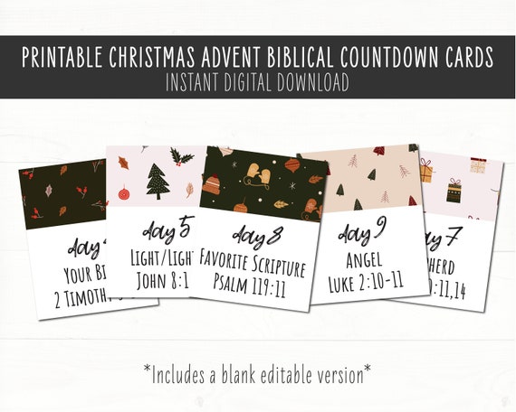 Christmas Biblical Countdown Cards Advent Cards. Countdown to