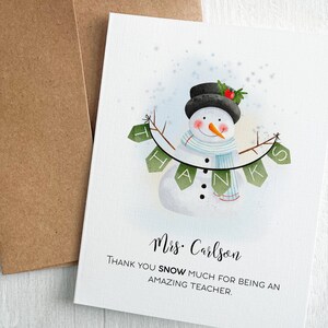 Personalisierte Lehrer Weihnachtskarte Schneemann DIGITAL DOWNLOAD