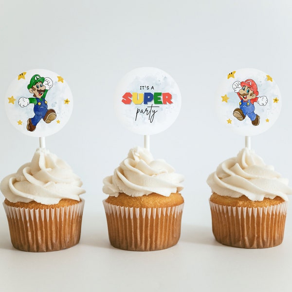 Super Mario Cupcake Toppers, digitaler Download